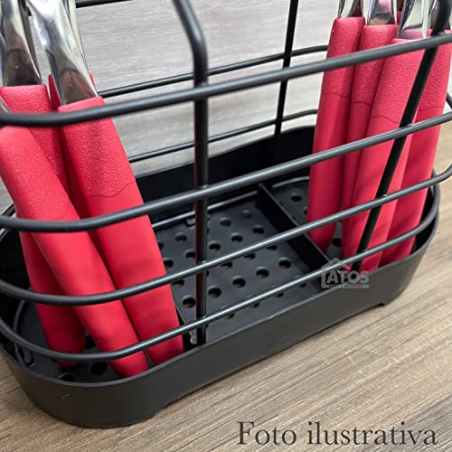 Porta Talheres Organizador Com Divisória Preto Belize