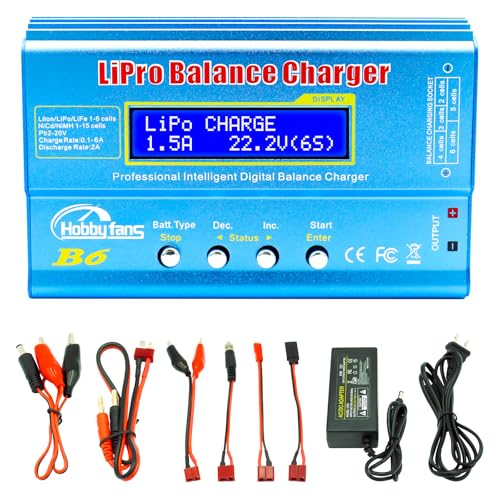 Hobby Fans B6 Mini Professional Balance Charger/Discharger with Power Supply for 1S-6S LiPo Lilon...