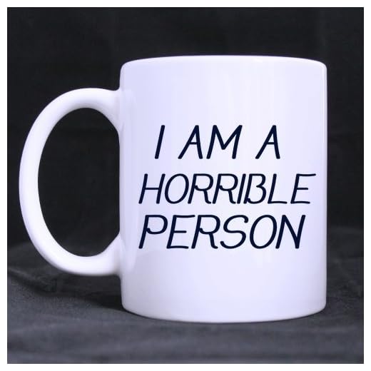 Systrar/bröder gåvor roliga citat 'I Am A Horrible Person' te/kaffe/vinkopp 100 % keramik 325 ml vit mugg