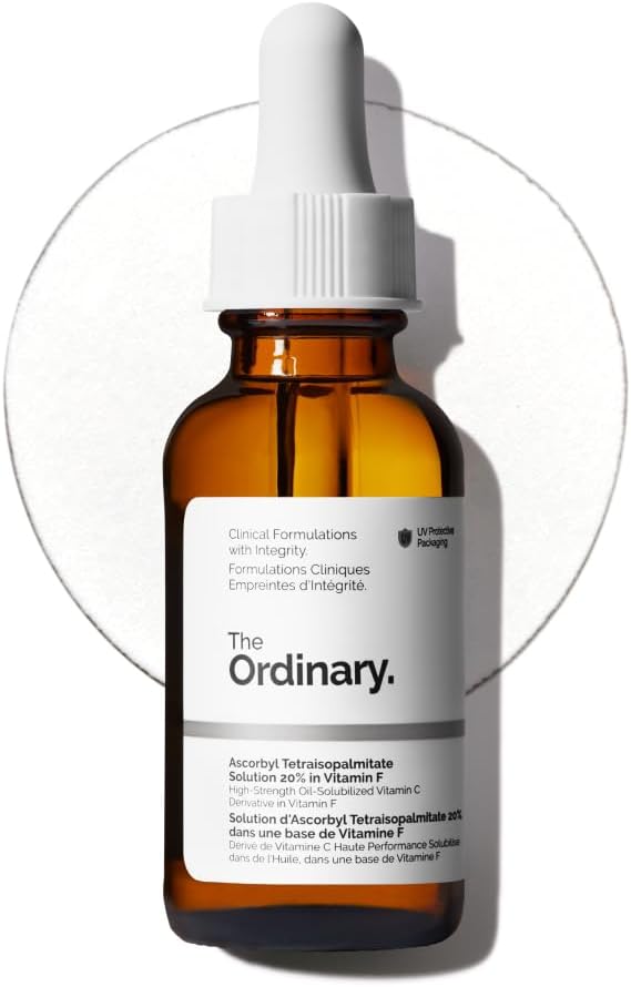 Ascorbyl Tetraisopalmitate Solution 20% in Vitamin F, Hydrating Vitamin C Oil for Even Skin Tone, 1 Fl Oz