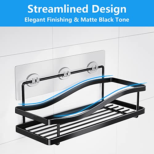 Foravan Shower Caddy, 3-Pack Streamlined Shower Organizer, No Drilling Stainless Steel Adhesive Shower Shelf For Inside Shower, Bathroom Organizer Shower Shelves Rack Storage, Matte Black #TOP3