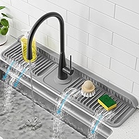Tapis De Robinet En Silicone Anti-éclaboussures - 40x12 Cm, Pliable, Pour évier De Cuisine Ou Salle De Bain