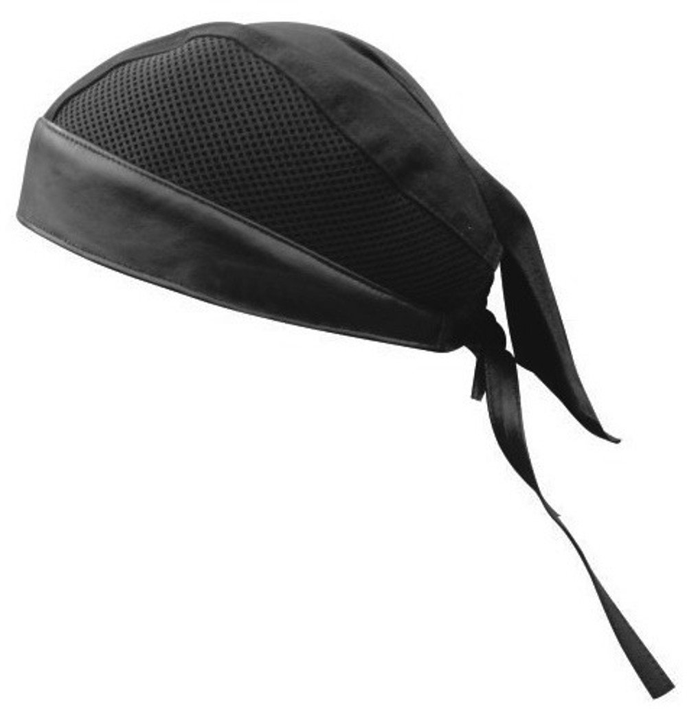 Roger EnterprisesVented Do Rag Doo Rag Du Rag Black Soft Lamb Biker/Motorcycle Leather Skull Cap