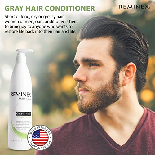 Reminex Color Restore Hair Conditioner - Anti Gray Hair Formula Helps Prevent Aging Process And Returns Original Hair Color - Infused With Argan Oil - 13 Oz Per Bottle (Pack Of 2) #TOP4