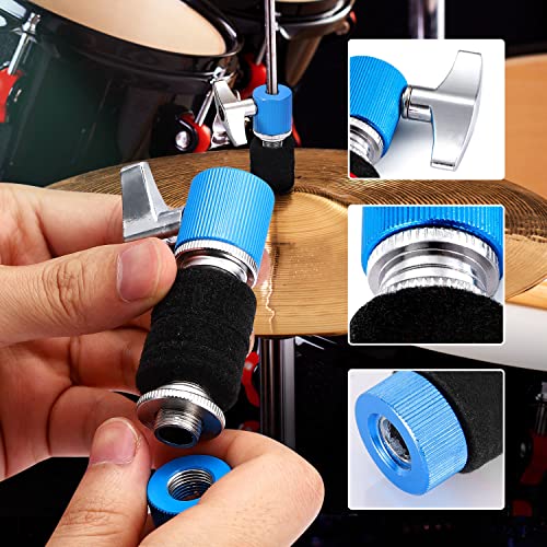 Facmogu 13Pcs Cymbal Replacement Accessories, Standard Hi-Hat Clutch, Drum Cymbal Felt Pads Include Wing Nuts & Washers & Plastic Cymbal Sleeves, Replacement For Drum Set - Blue #TOP4