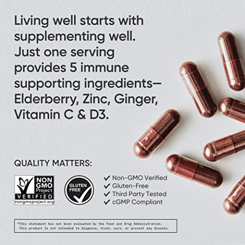 Sports Research Elderberry + D3 5000Iu With Zinc, Ginger & Vitamin C - Daily Immune Support Supplement For Adults - Non-Gmo Project Verified (60 Veggie Capsules) #TOP3