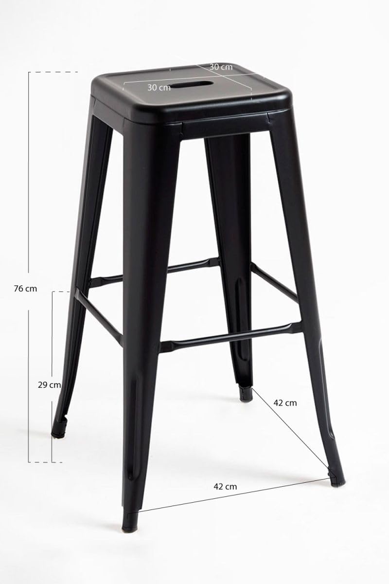 Regalos Miguel - Pack 2 Taburetes Torix Altos 76 cm - Negro Mate