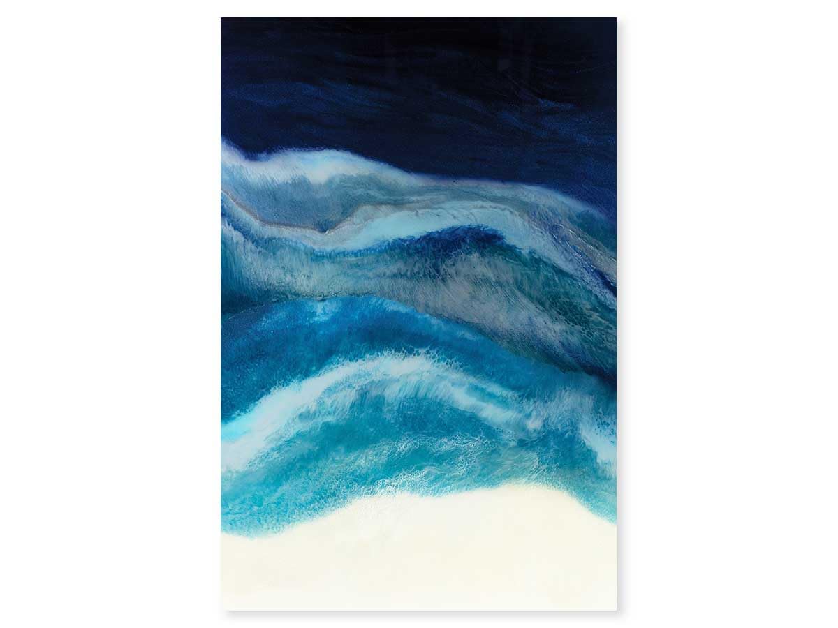 Tableau abstrait bleu crawling 40x60 pour raviver un mur blanc terne