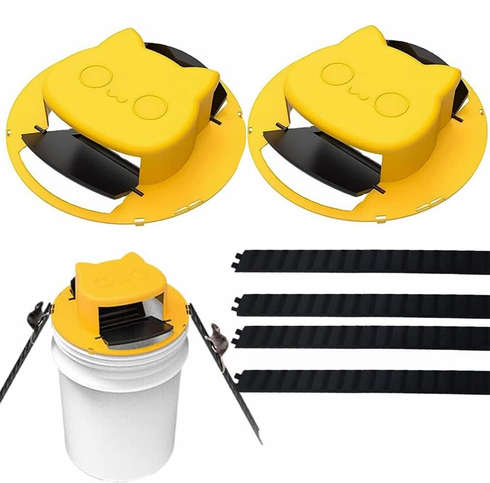 Photo 1 of 2 Pack Mouse Rat Trap Bucket Lids | Multi-Catch Auto Reset 5 Gallon Mouse Bucket Indoor for Home | Bucket Trap for Mice & Rats | Reusable Indoor & Outdoor Mouse Traps Bucket