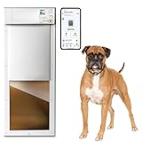 New, Improved Power PET® Automatic WiFi Dog Door by High Tech Pet, Operated by Ultrasonic Pet Collar, App Controlled, Air Tight with Secure Auto Dead Bolt Lock and 24-7 Entry & Exit Timers - Large