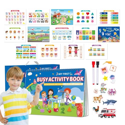 Busy Book Juguetes educativos, libros sobre actividades educativas en edad preescolar - libros de pegatinas para juguetes sensoriales de viaje - actividades de jardín de infantes libros de pegatinas