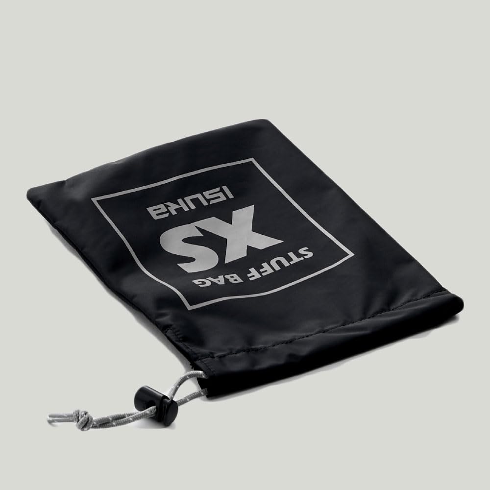 ???(Isuka) Waterproof Coated Nylon Stuff Bag, Black, 19.5X15cm