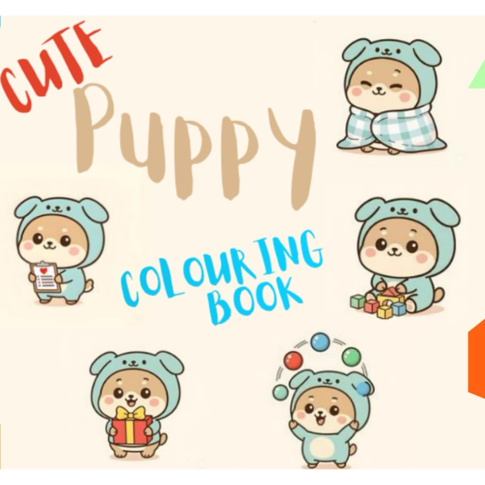 Cute Puppy Coloring Book For Kids: Adorable easy colouring pages for toddlers and preschool kids ages 2-8 (PRESCHOOL LEARNING ACTIVITIES)