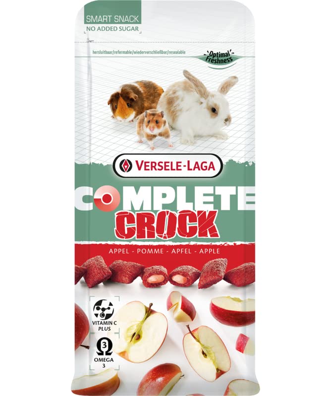 Versele-Laga Kompletne jabłko Crock | Potrójne opakowanie | 3 x 50 g | Przekąska dla królików i gryzoni | Chrupiące na zewnątrz i miękkie nadzienie jabłkowe | Łatwe do trawienia i bez dodatku cukru