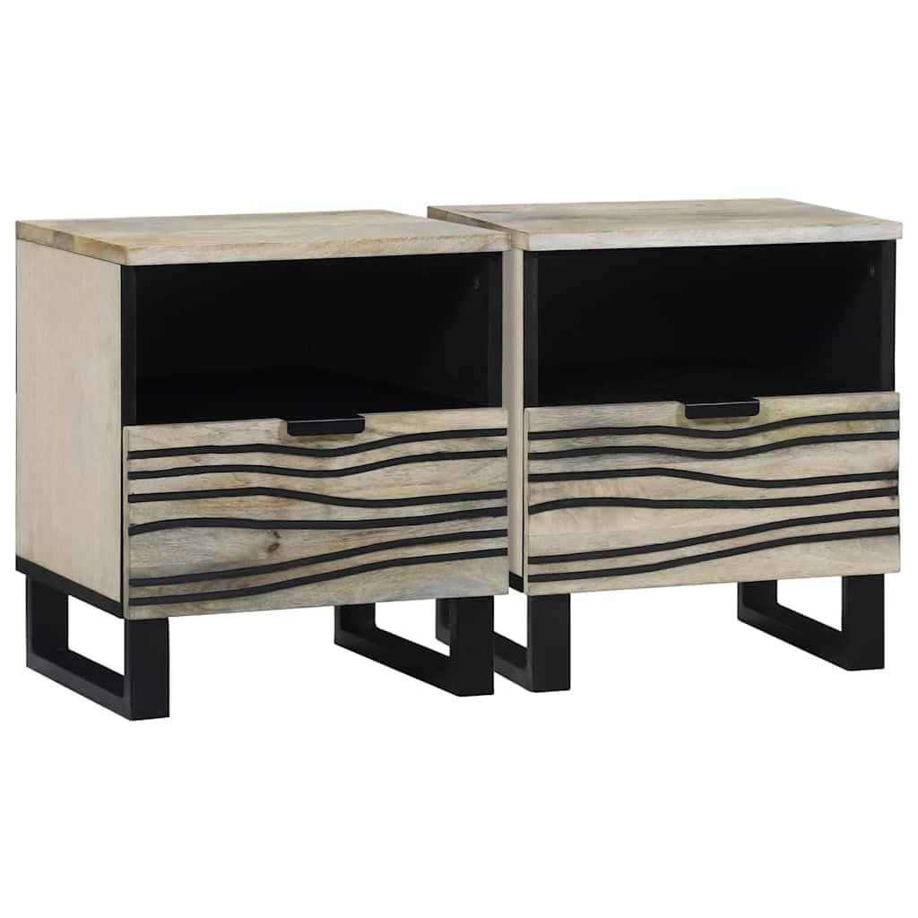 Armadio da Notte Bianco in Legno Ingenerizzato con 2 Cassetti e Mensole 40 x 33 x 46 cm Mobiletto Salvaspazio per Camera da Letto Soggiorno Ufficio con Ripiano e Contenitore