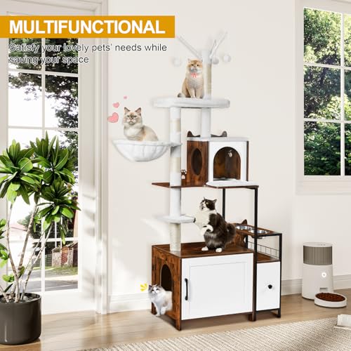 Torre para Gatos con Caja de Arena Encapuchada 3 en 1 miniatura 3