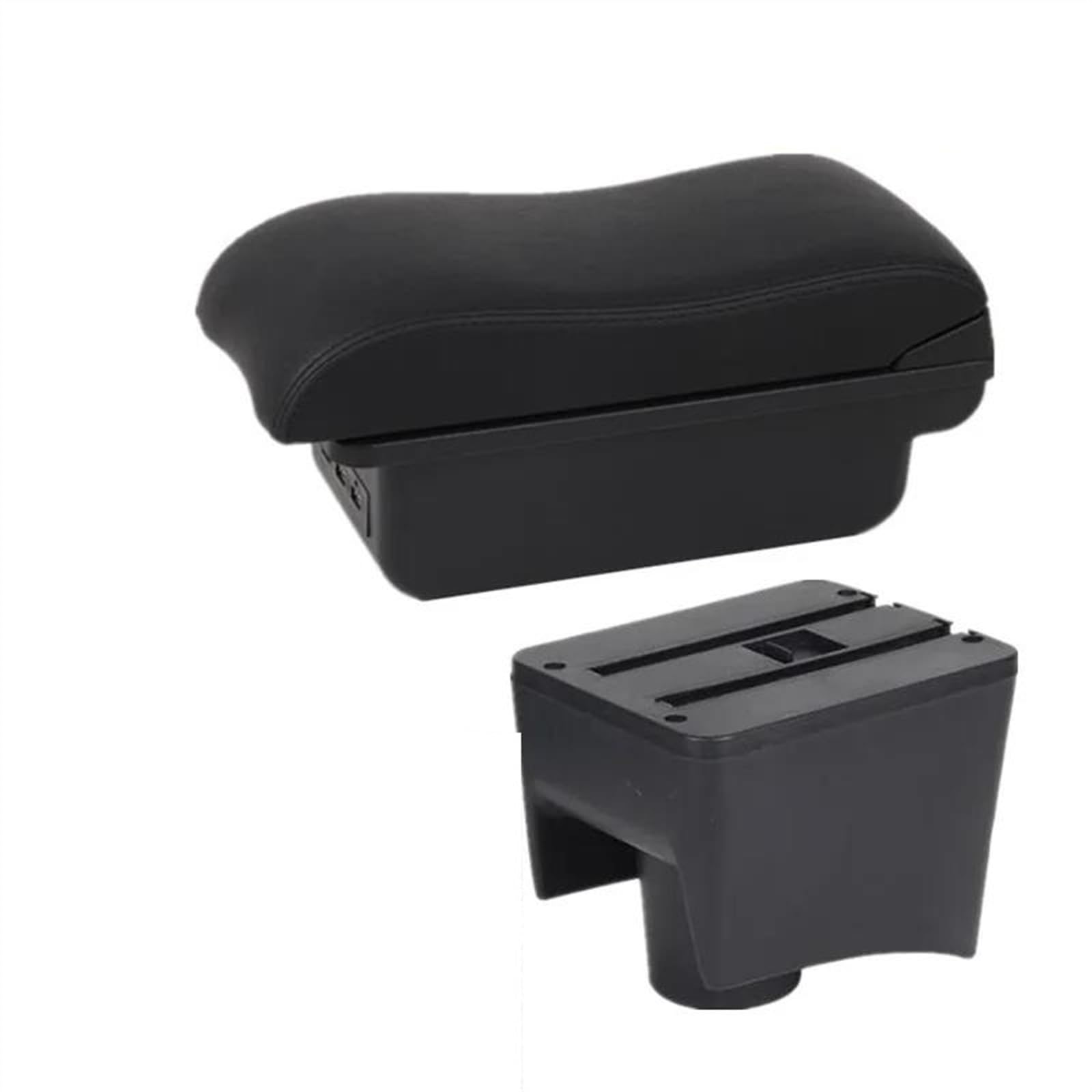 NOHEEU Car Armrest Special Storage Box Modification Parts For POLO Mk5 6R For Vento 2010-2018(B2 black line 3USB)