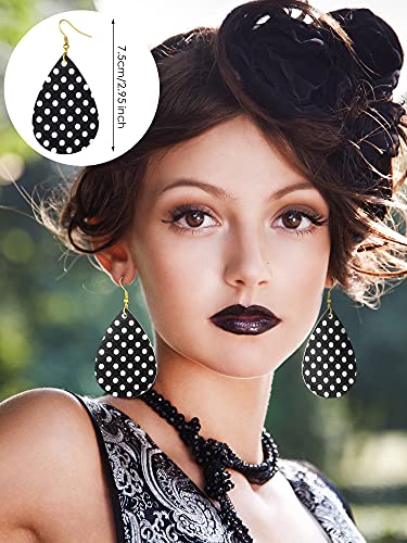 4 Pieces Women's Jewelry Set Polka Dot Pattern Necklace Multi-Layer Bracelet and PU Leather Dangle Earrings - Image 5