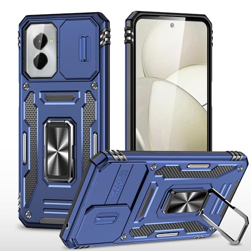 2NSPDRGNI Funda Compatible con Motorola Moto G Power 5G 2024,Carcasa Cubierta de cámara Deslizante Proteger Anillo Soporte Bumper Case Cover,Azul