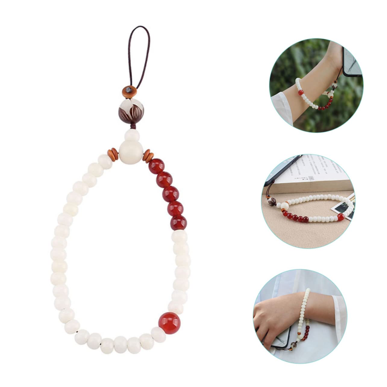 DOITOOL 5 Piezas Cadena De Telefonía Móvil Cordón De Teléfono De Estilo Chino Cordón Anti-pérdida Del Teléfono Móvil Cadena Para Colgar Llaves Acollador De Jade Ágata