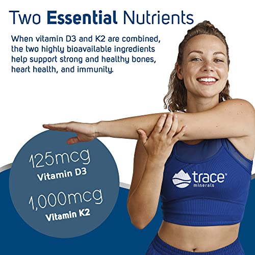 Trace Minerals Liquid Ionic Vitamin D3 + K2 125 mcg (5,000 IU) D3, 100 mcg K2 Concentrated