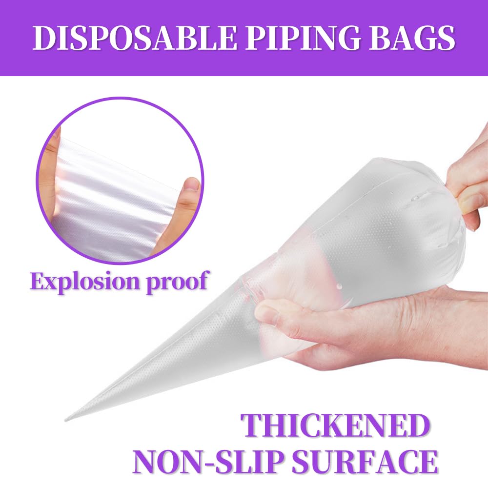 Bolsas pasteleras grandes desechables de 24 pulgadas, paquete de 100 bolsas de repostería gruesas extragrandes con 6 lazos para bolsas, bolsas de glaseado gruesas, bolsas de decoración de pasteles,