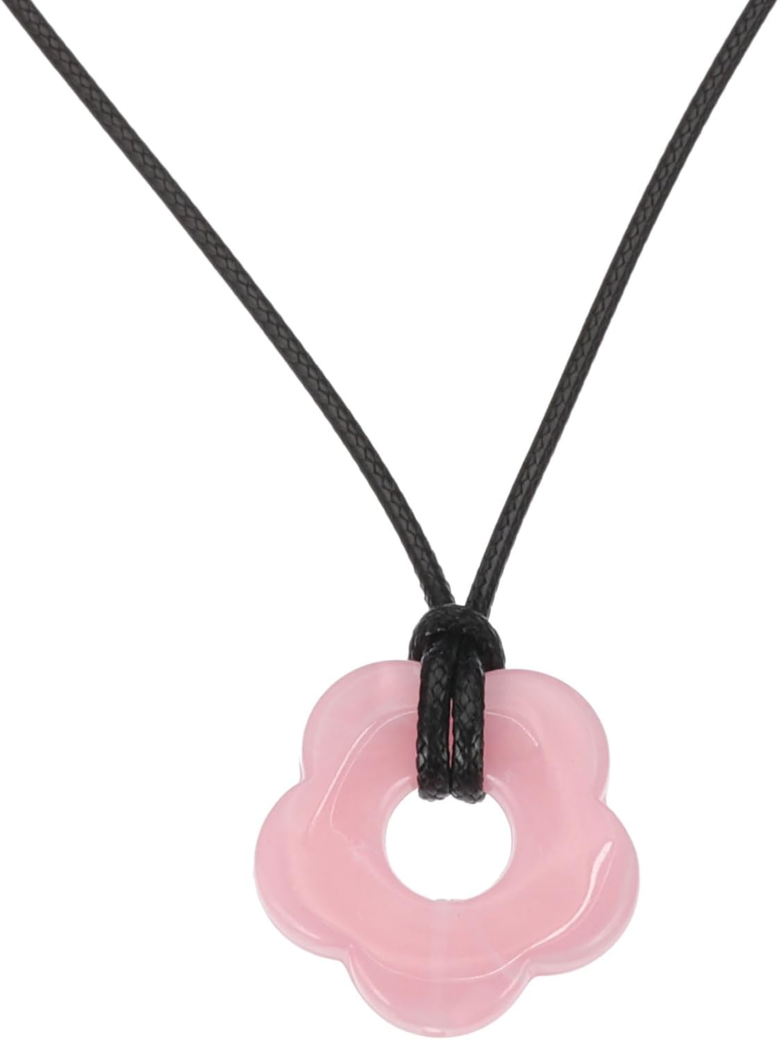 PATIKIL Flower Charms, Acrylic Flower Pendant Necklace Adjustable Chokers String Cord Fashion Accessories for Women Jewelry Decoration, Pink