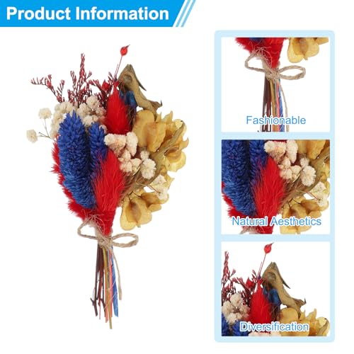 Mini ramo de flores secas PATIKIL, 10 piezas, azul-rojo miniatura 3