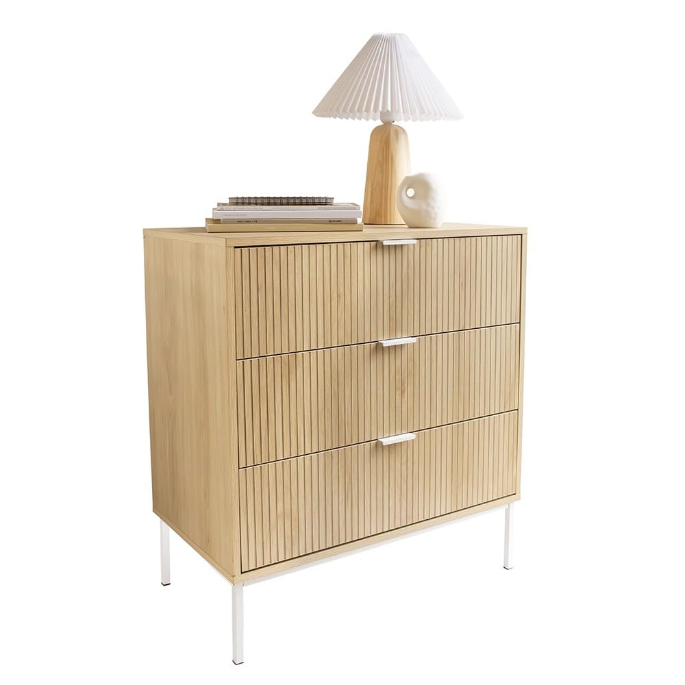 Box and beyond - Commode - 72 x 40 x 80 cm - Bois - 3 Tiroirs - Rangement - Salon, Salle à Manger, Entrée, Couloir - Style Scandinave et Naturel