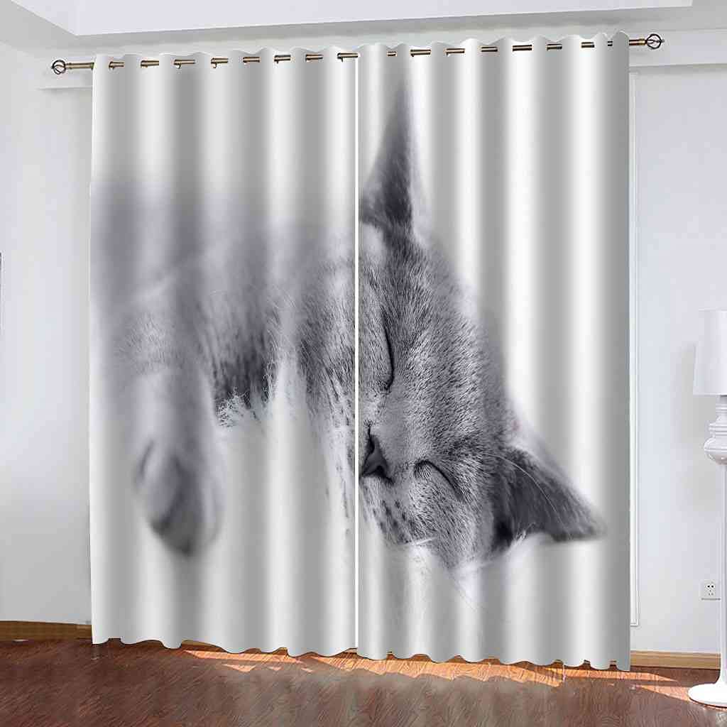 Rideaux de salon design moderne chat gris pour fenêtre de cuisine