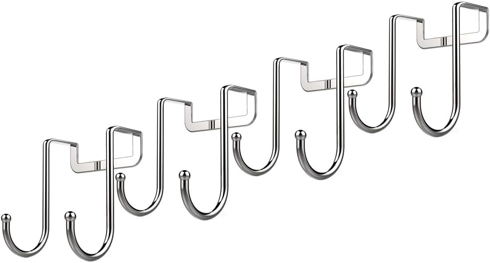 1kuan Over Cabinet Hook SUS304 Stainless Steel Multiple Use Hanging Over The Drawer Hooks Use for Kitchen, Cabinet, Drawer, Bathroom, Wardrobe, Office Pack of 4