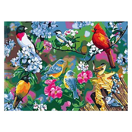 Point de croix diamant 5D kit complet grand format peinture strass oiseaux et fleurs
