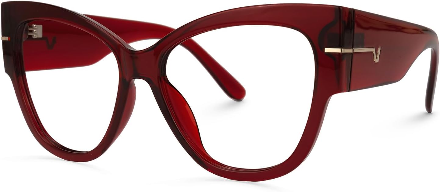 VOOGLAM Oversize Cateye Blue Light Glasses for Women Anti Eyestrain Dry Eyes Computer Phone TV Eyewear Elektra