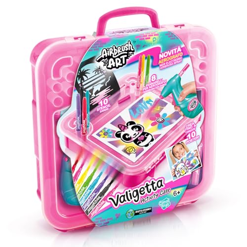 Canal Toys- Airbrush Art AIR 017- Airbrush-Aktivitätskoffer-Set mit Farbspritzpistole und Farbmarkierungen, 1 Set, mehrfarbig