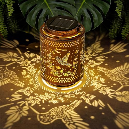 Adebime Hummingbird Solar Lanterns Birthday Gifts for Women Mom Grandma Outdoor Waterproof Hanging Garden Decor for Patio Yard