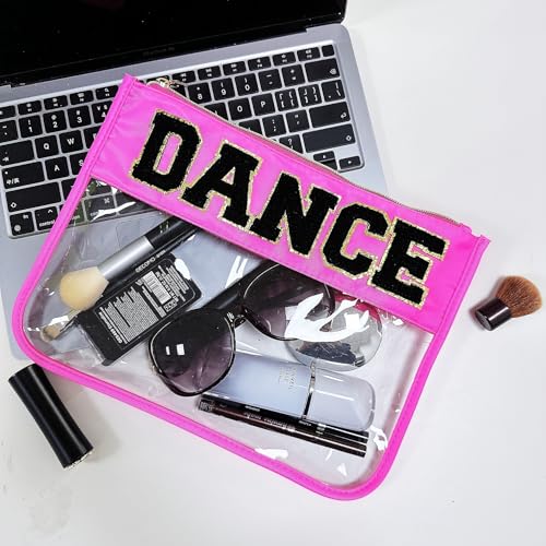 Clear Dance Bag - Chenille Letter Makeup Pouch, Preppy Gifts for Dance Teachers and Competitions, Cosmetic Toiletry Zipper Accessories for Women and Girls3