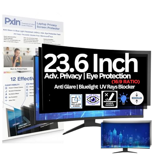 Image of Pxin Techno Eye 23.6 Inch (16:9) Curved Monitor Privacy Screen Filter - NO Eye Strain | Anti-Blue Light + Anti-Glare | Privacy Screen Protector