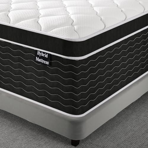 14 Inch Queen Mattress in a Box, 7-Zone Contouring Support Hybrid Mattress for Queen Size Bed, Upgrade Edge Support, Motion Isolation, Premier Comfort Cooler Sleep, CertiPUR-US Certified, Firm