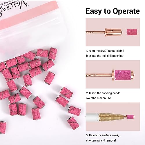 Image of MelodySusie Crystal Top Mandrel Bit for Nails, 3 /32'' Easy Off Nail Drill Bits for Sanding Bands, Suitable for Acrylic Nails Gel Manicures and Pedicures, Rose Gold