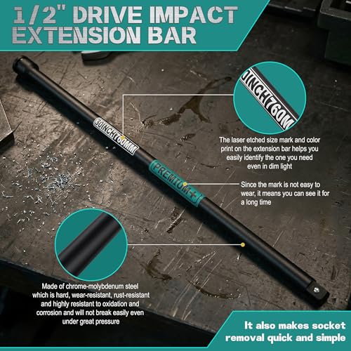 Image of 1 /2 inch Drive Impact Extension Bar, 30 Inch Length Socket Extension, CR-V Steel, Narrow and Deep Areas in Automobile Maintenance, Mechanical Assembly or Industrial Operations