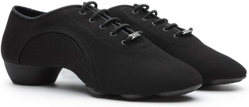 Professional Men's Latin Dance Oxford Shoes Mesh Side Low Heel Design for Ballroom Dancing Practice Jazz Black Canvas #JW-1