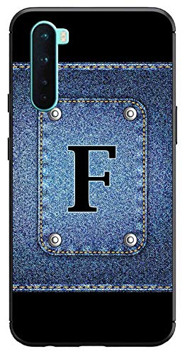 Image of Amazon Brand - Solimo Designer Button Jeans Alphabet-F Printed Soft & Flexible Hybrid Back Case Mobile Cover for OnePlus Nord