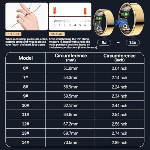 Ring Health Tracker for Women Men, Fitness Ring with Heart Rate,Blood Oxygen,Sleep Monitor,Calories, Step Counter, IP68 - Additional View