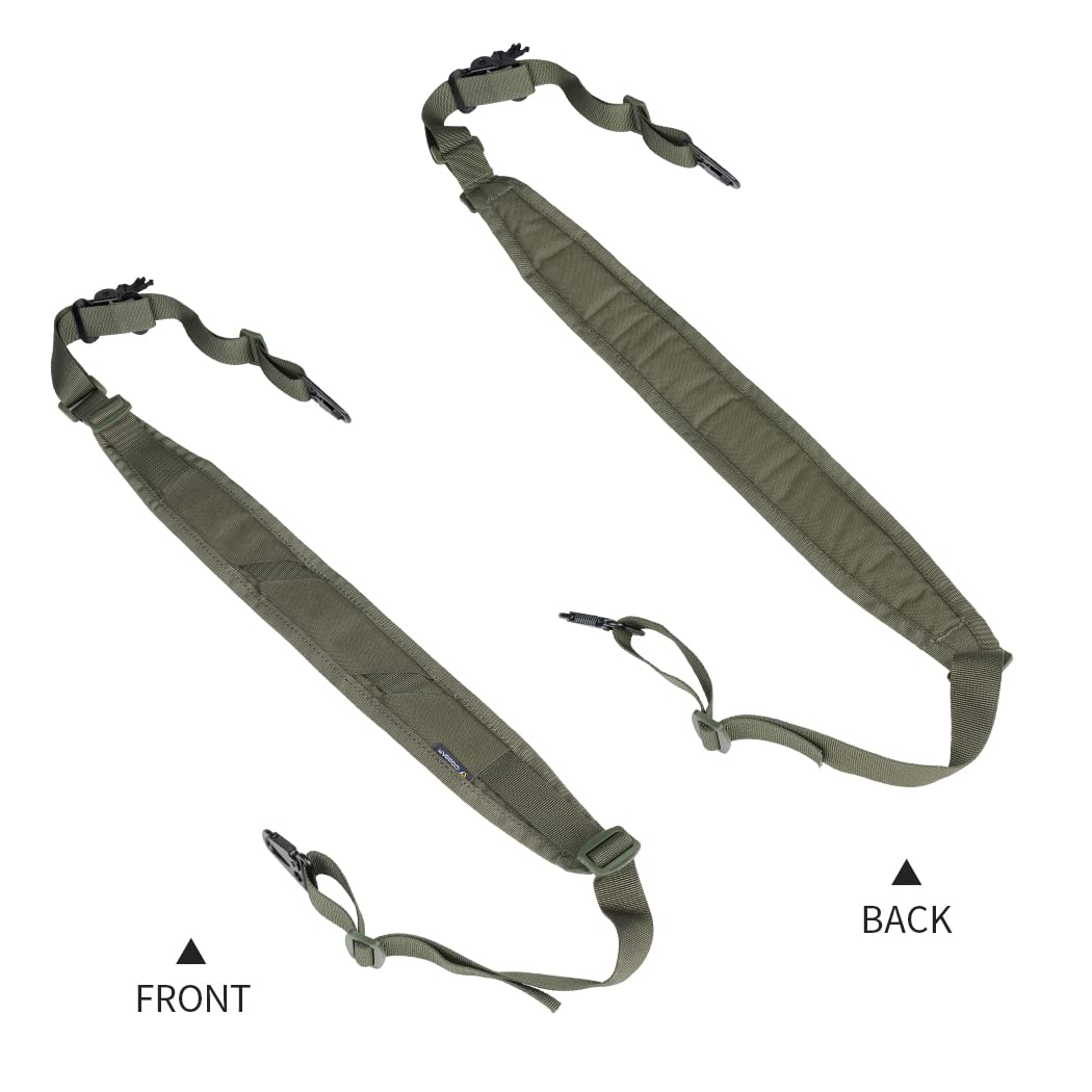 IDOGEAR Correa para Rifle Bandolera Bipunta Eslinga de 2 Puntos Eslingas Tradicionales Portafusiles Portafusiles con Ajustador de Longitud, Hombreras Engrosadas Ganchos de Metal