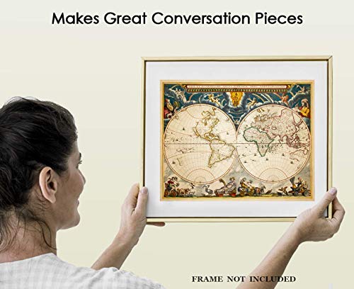 Vintage World Map Wall Art: Unique Travel & Adventure Prints For Home, Office, Living Room & Bedroom Decor - Creative Gift Idea For Retro, Boho & Modern Poster Fans | Unframed Posters 11X14 #TOP3