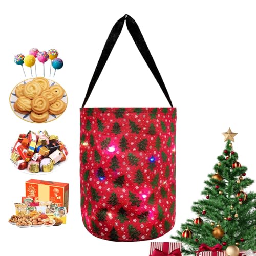 Sacchetto LED per caramelle o , sacchetti luminosi per caramelle o , multiuso, riutilizzabili per , sacchetti per feste di Natale riutilizzabili, forniture natalizie in