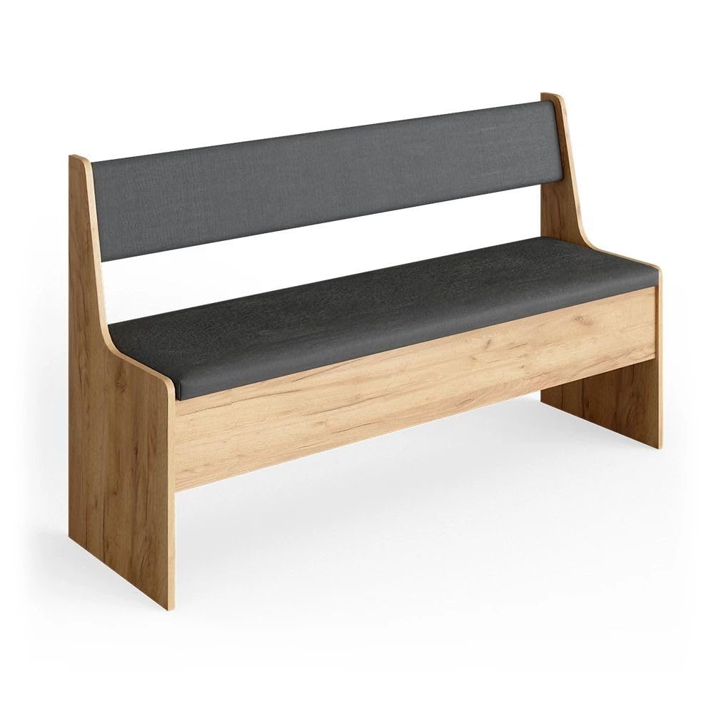 Eckbank Esszimmer Eiche 136 cm – Robuste und langlebige Küchenbank mit Rückenlehne, stabile Sitzbank für Familie & Alltag, hochwertige Verarbeitung, Essecke Design in Eiche & Anthrazit