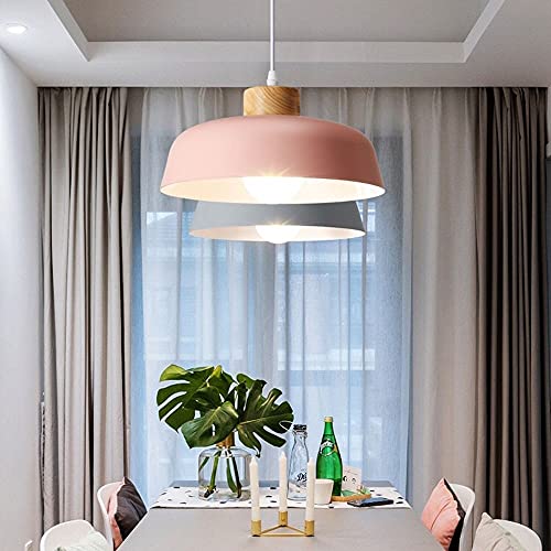 Luces colgantes nórdicas Siet con pantalla metálica y madera para comedor y bar 5
