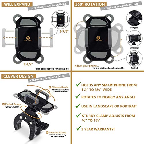 Stroller Phone Holder, Shopping Cart Phone Holder, Golf Cart Phone Holder, Bike Phone Mount, For Motorcycle, Scooter, Atv, Boat, Spin Bike, Bicycle Handlebar- Universal- Iphone, Cell Phone Clamp #TOP1