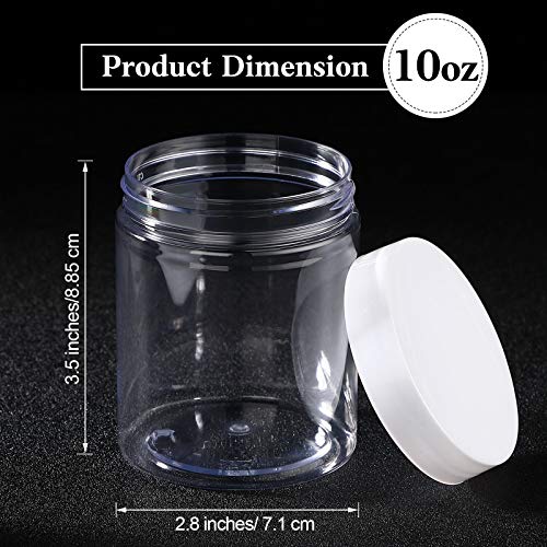 Image of Patelai 4 Pcs Plastic Jars Wide Mouth with Lids,10 Ounce,White
